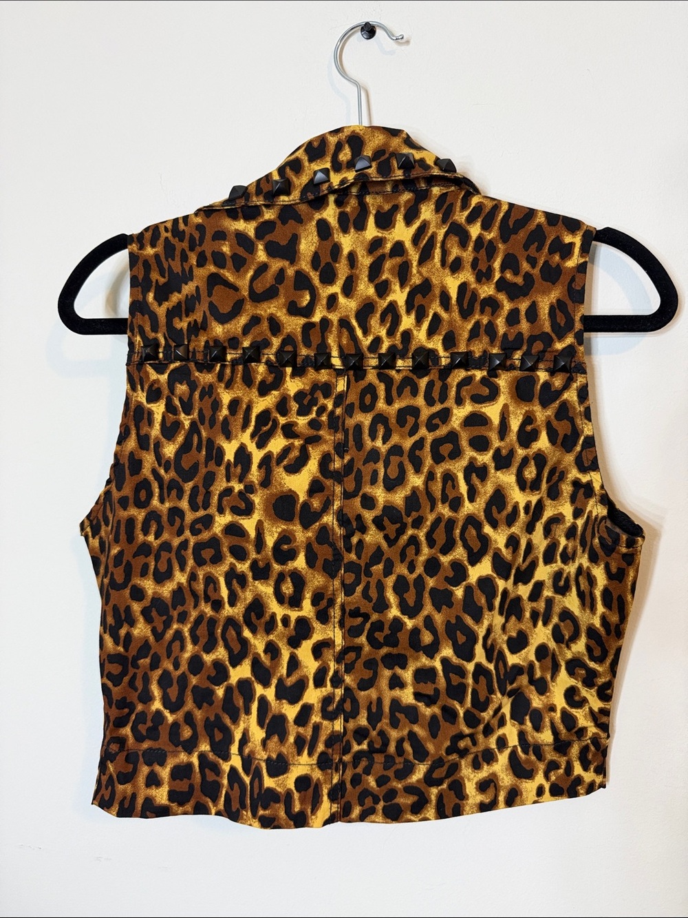 Sourpuss Leopard Print Studded Moto Vest - Picture 3 of 6